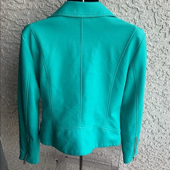 Levi's Moto Turquoise Leather Jacket-size Small, used once with a tag - Picture 9 of 16